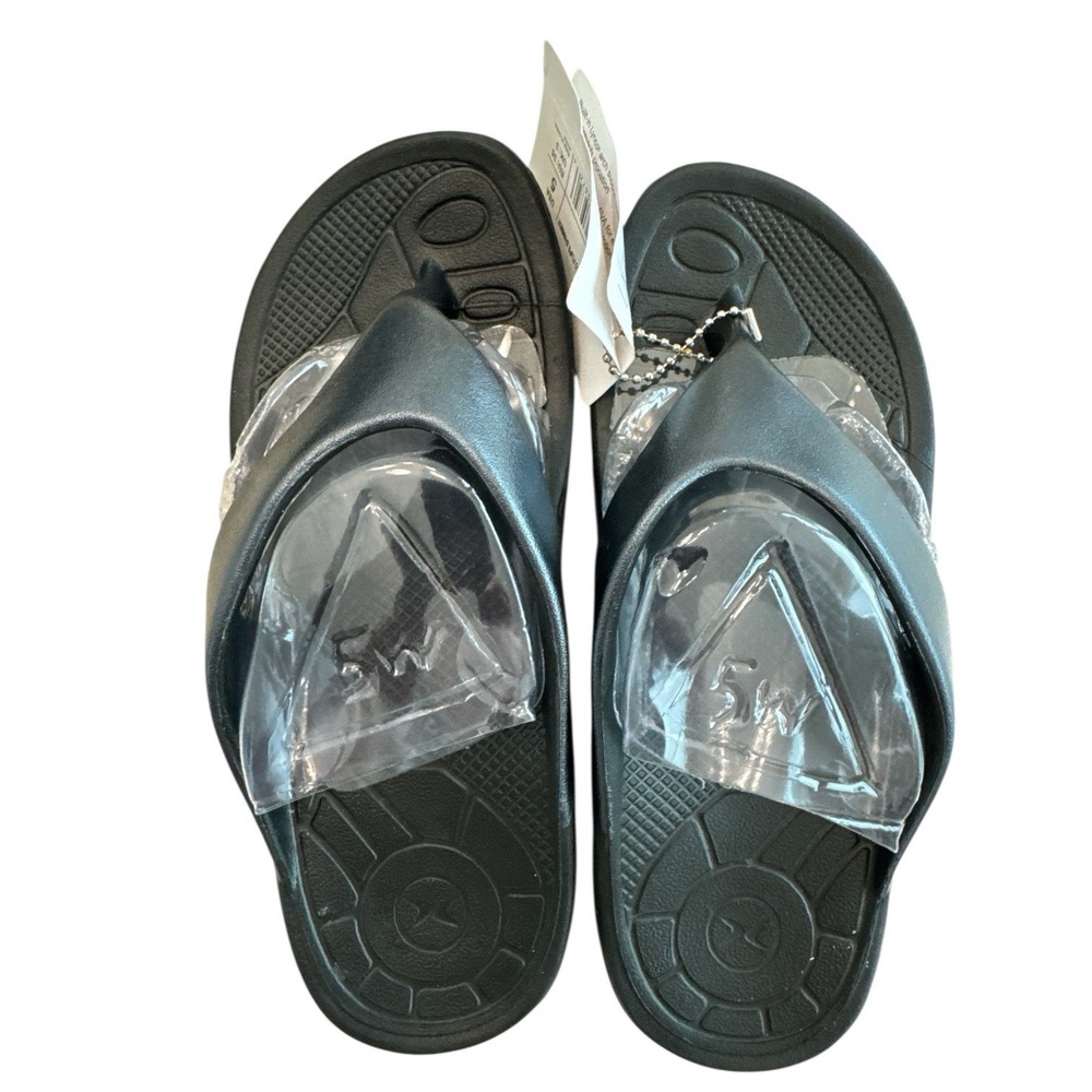 Aetrex Maui Shimmer Black Womens Size 5 Lynco Orthotic‎ Flip Flop Sandals NEW